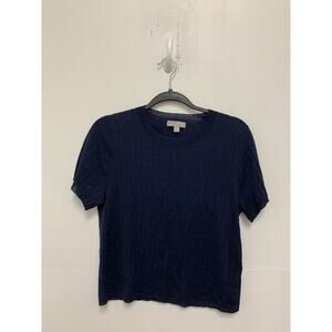 J.Crew Silk Blend Cropped T-Shirt in Blue BG652 Size L